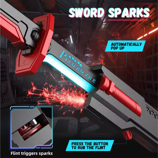 Katana Sparkling Sword Lightsaber Sword – LED Light Blade with Real Sparks & Smoke Effect